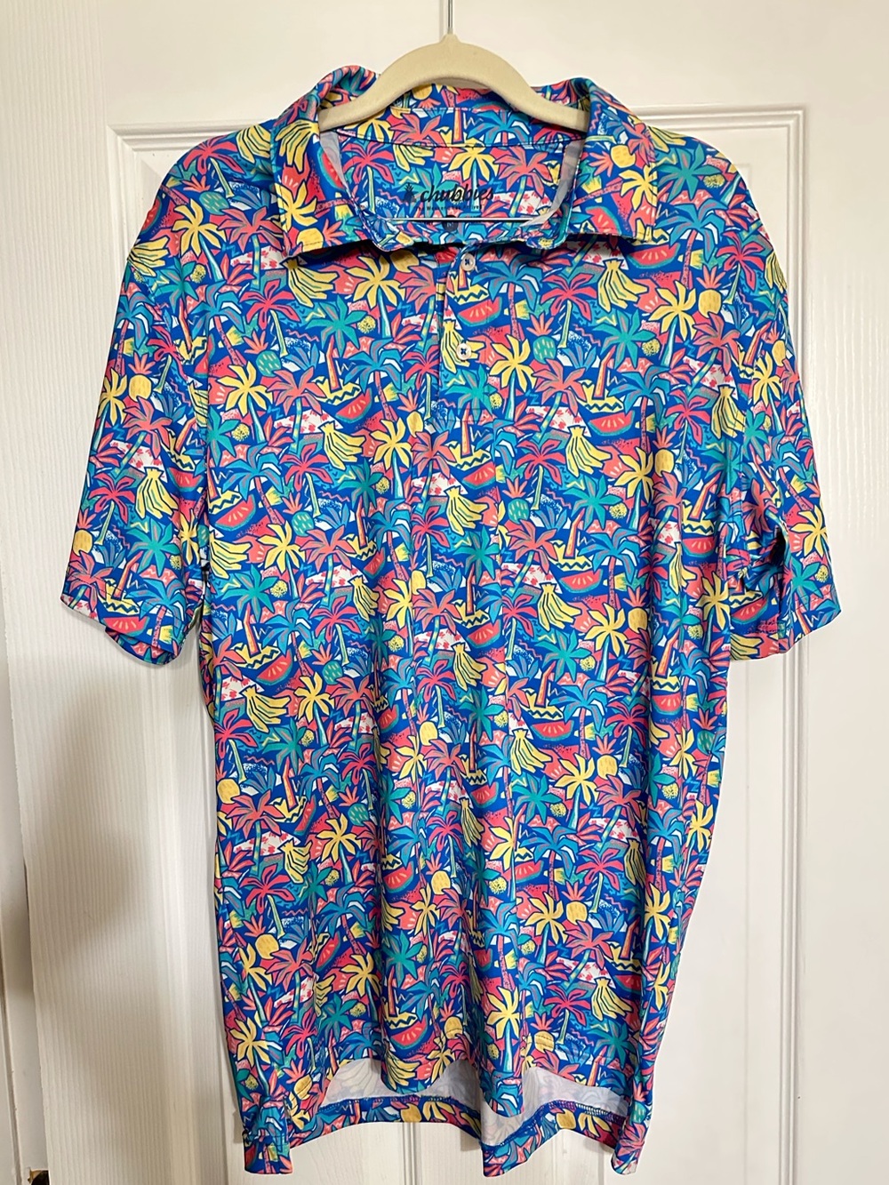 Chubbies Performance Active Men’s M Polo Shirt Stretch Tropical Floral Golf